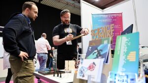 Johannes Kretzschmer presenting Quantum Outreach at the 1st Quantum Photonics Fair in Erfurt 2025.