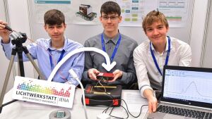 Conrad Zehender, Florian Dräger and Arthur Rößler from the Angergymnasium Jenaare the winners of the regional 2025 of Jugend Forscht competition in physics with their project "The Impact of Jena's Streetlight Upgrades on Light Pollution."