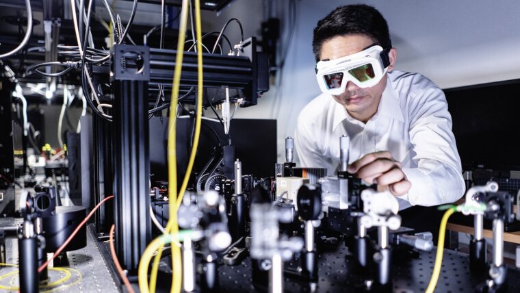 PhD student Katsuya Tanaka in one of the Quantum Labs